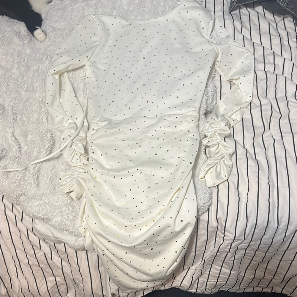 Lucy in the Sky White Ruched Bodycon Dress